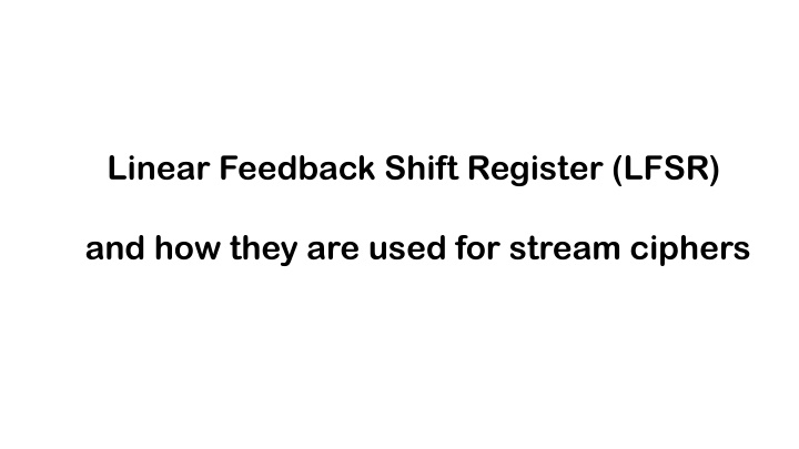 linear feedback shift register lfsr
