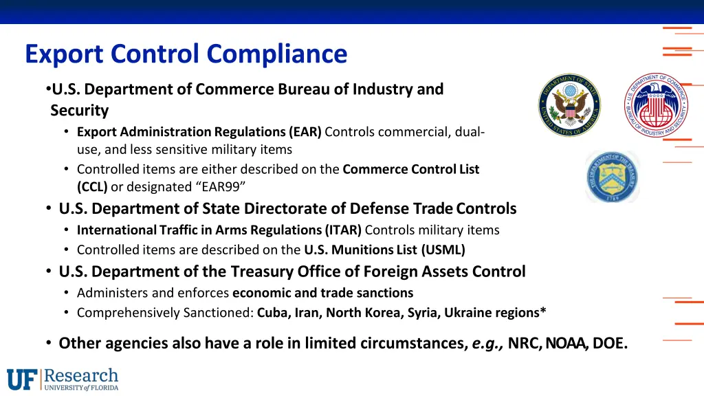 export control compliance u s department