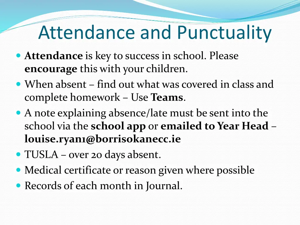 attendance and punctuality