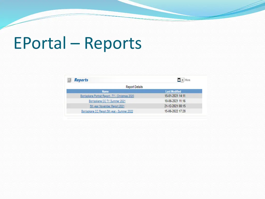 eportal reports