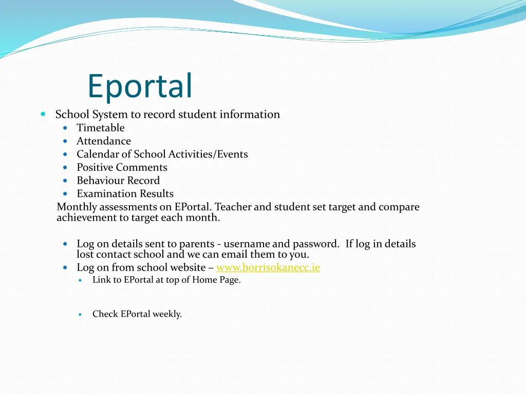 eportal school system to record student