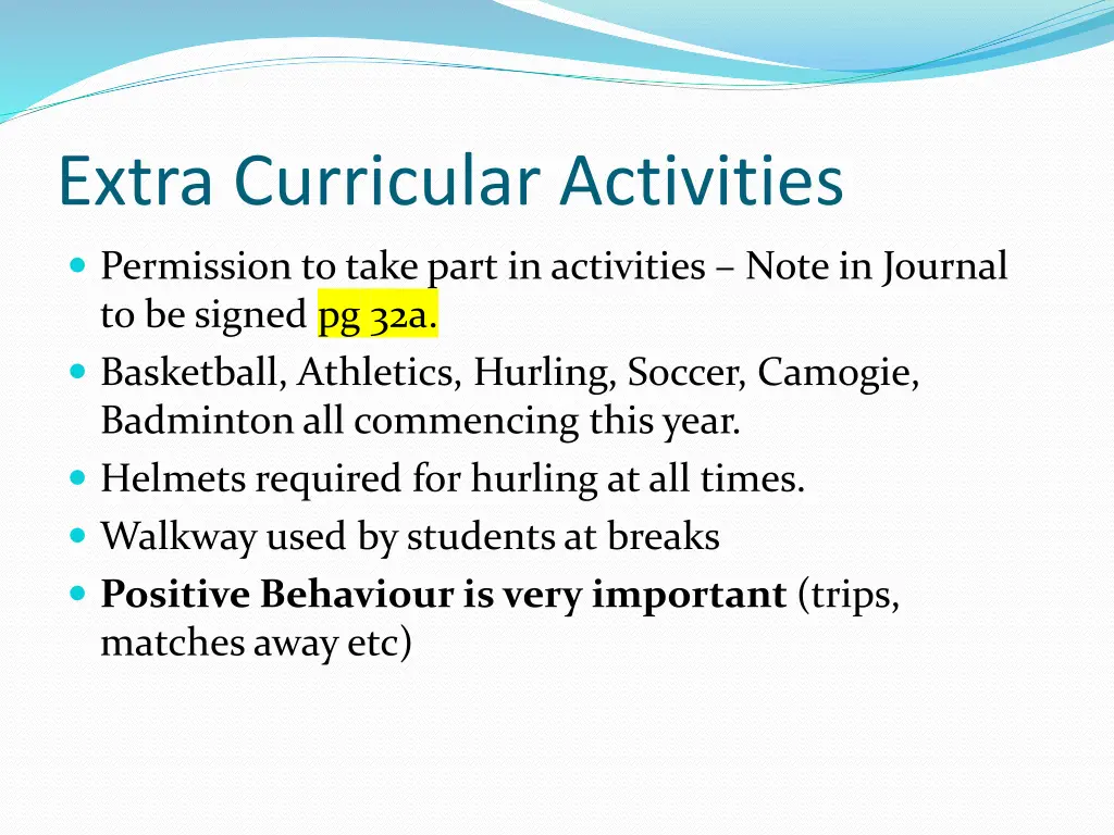 extra curricular activities