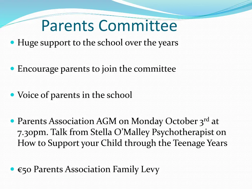 parents committee huge support to the school over