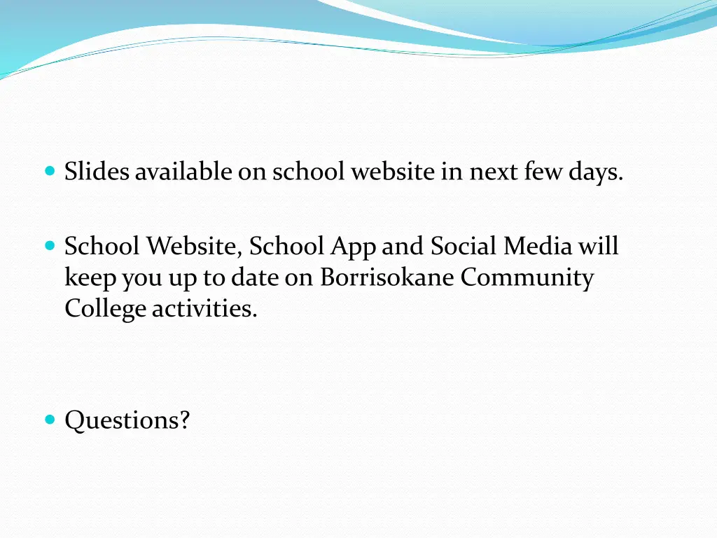 slides available on school website in next