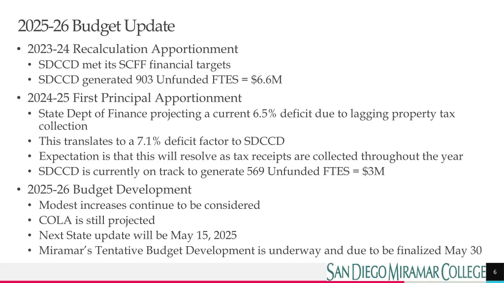2025 26 budget update 2023 24 recalculation