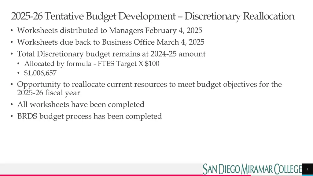 2025 26 tentative budget development
