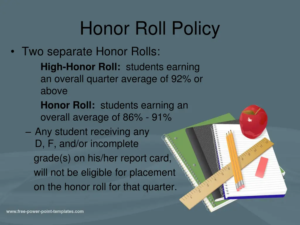 honor roll policy two separate honor rolls high