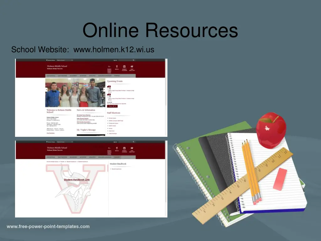 online resources school website www holmen