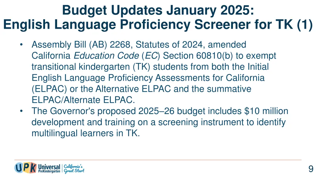budget updates january 2025 english language