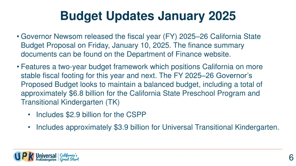 budget updates january 2025