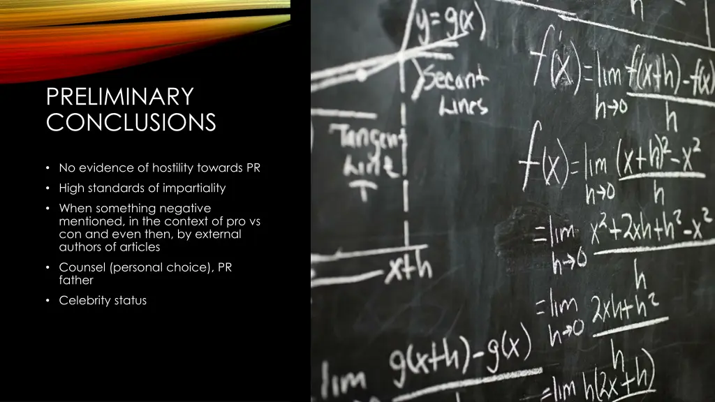 preliminary conclusions