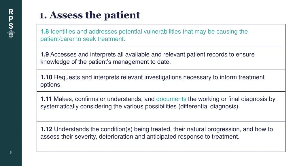 1 assess the patient 1