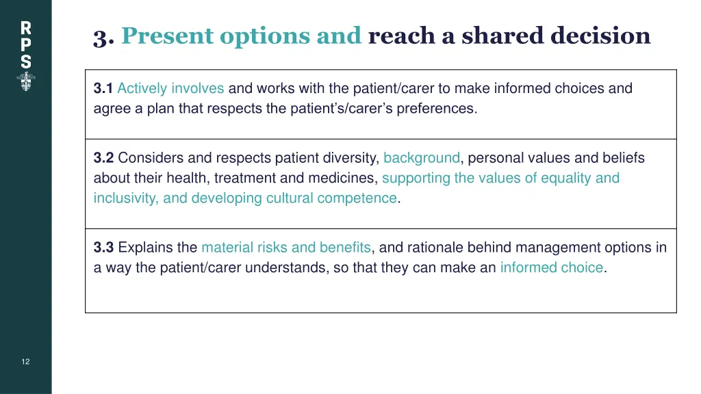3 present options and reach a shared decision