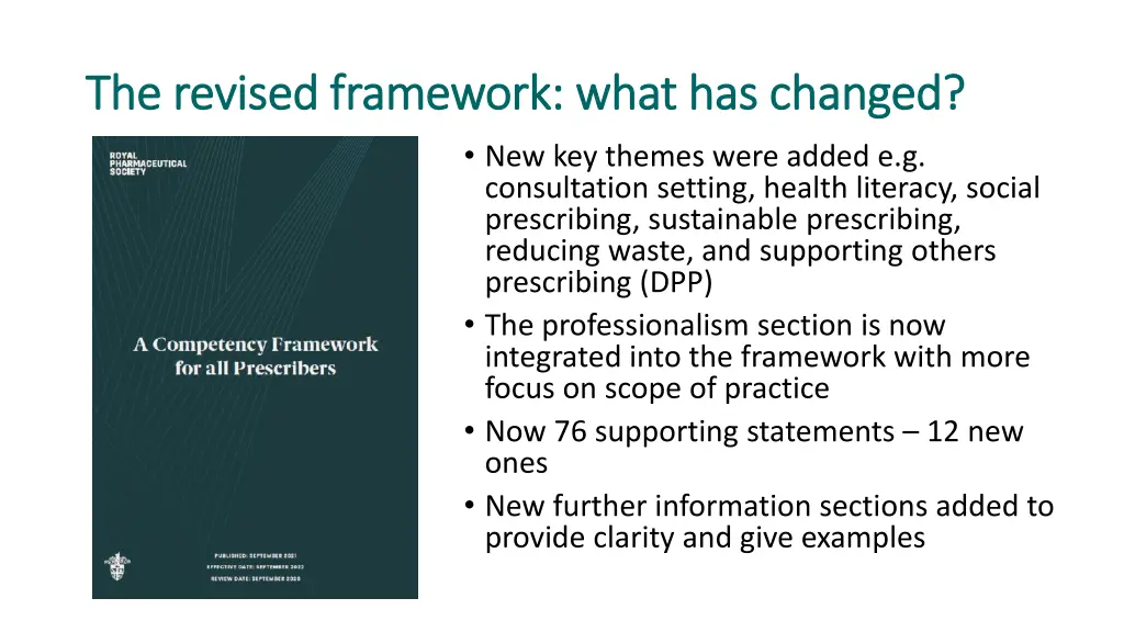 the revised framework what has changed