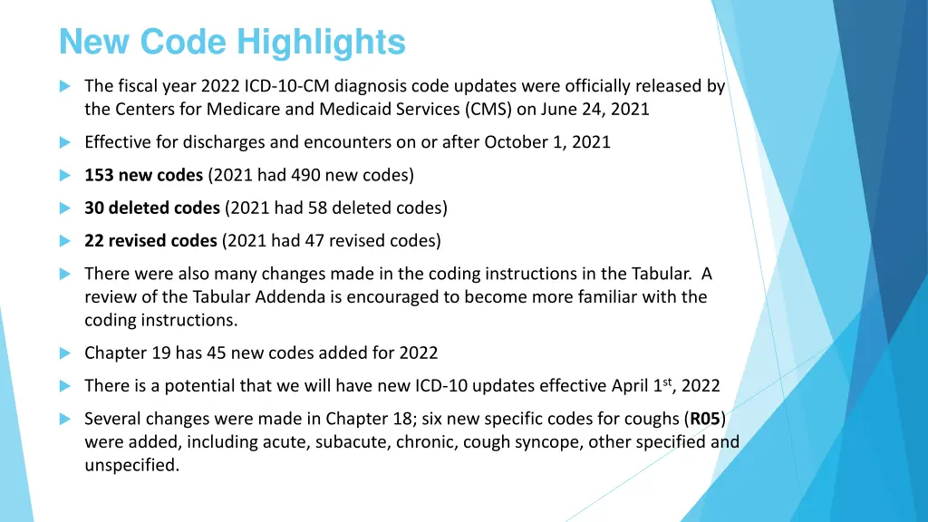 new code highlights