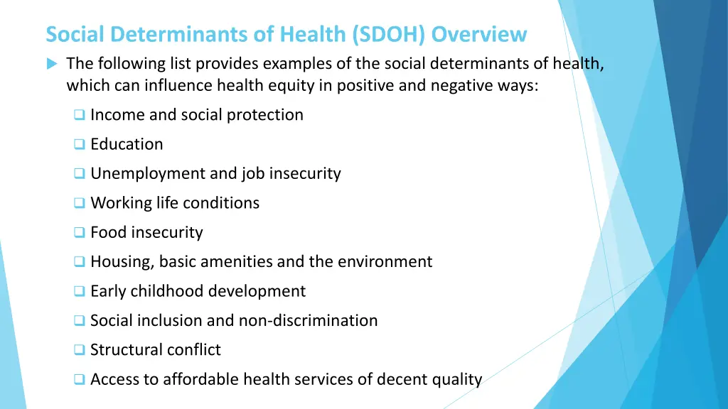 social determinants of health sdoh overview