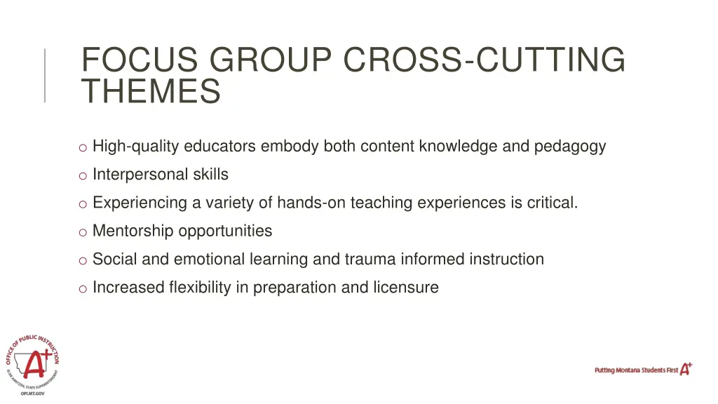 focus group cross cutting themes
