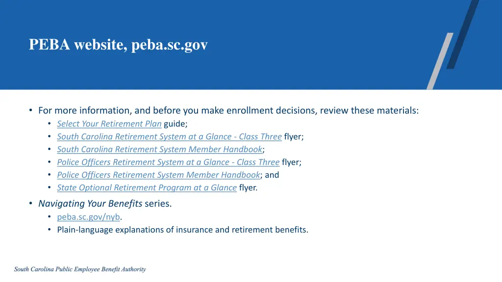 peba website peba sc gov