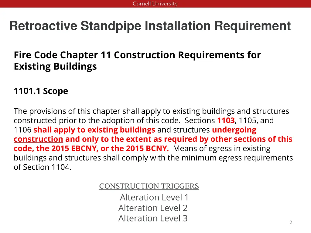 retroactive standpipe installation requirement