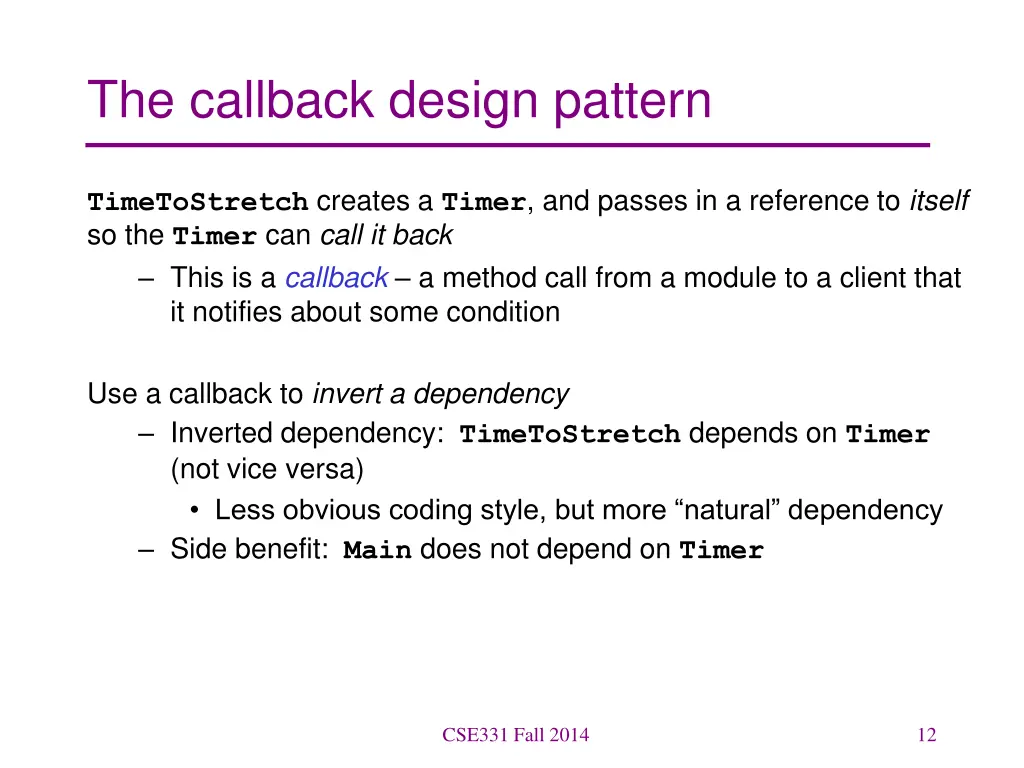 the callback design pattern