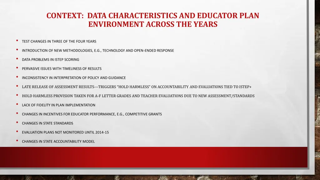 context data characteristics and educator plan
