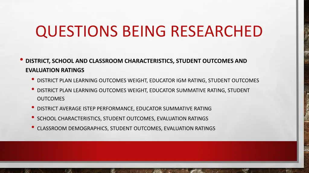 questions being researched 1