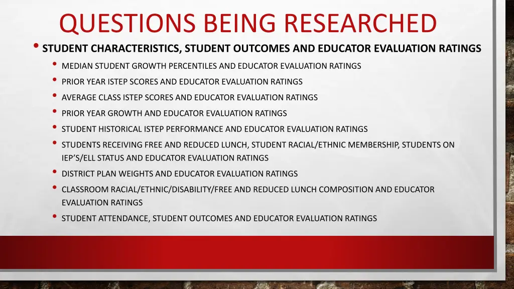 questions being researched student