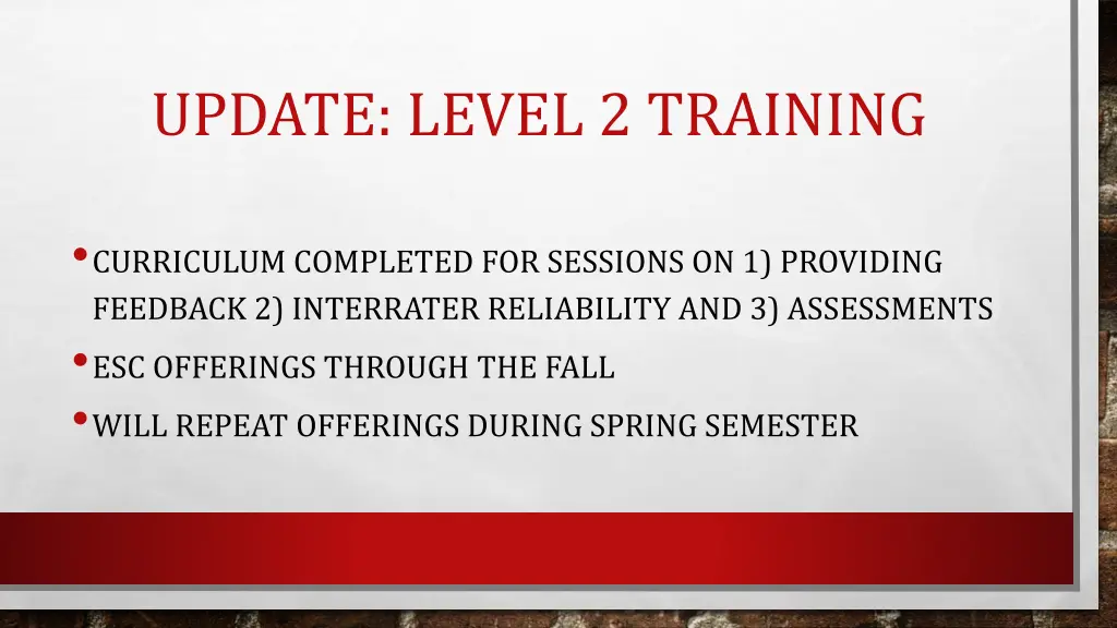 update level 2 training
