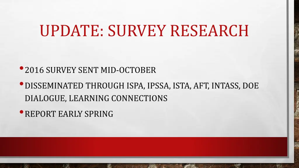 update survey research