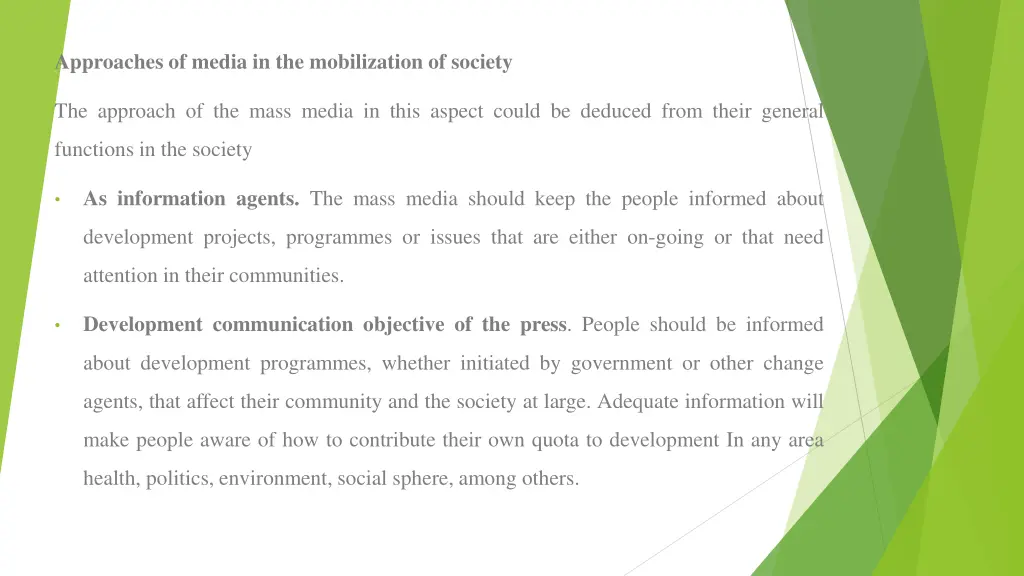 approaches of media in the mobilization of society