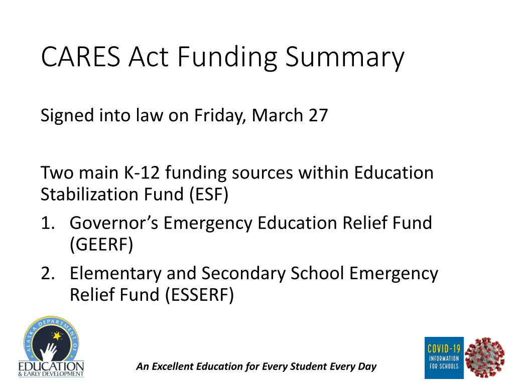 cares act funding summary