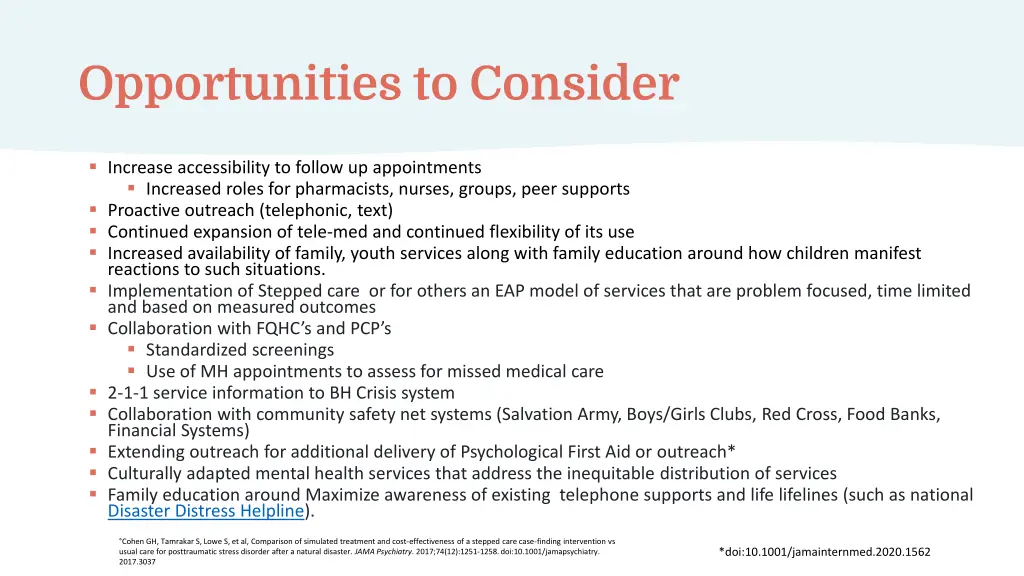 opportunities to consider