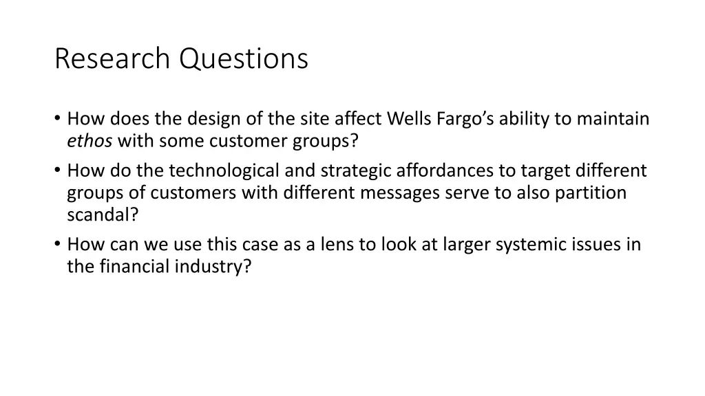 research questions