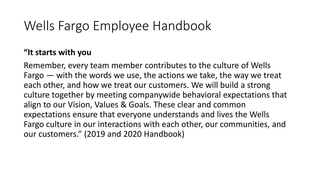 wells fargo employee handbook