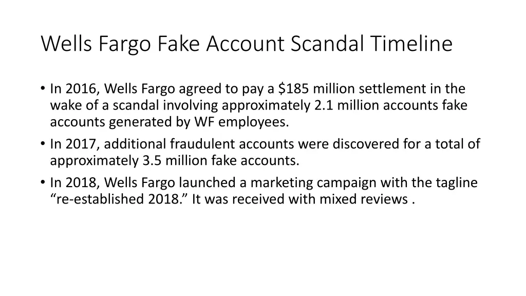 wells fargo fake account scandal timeline