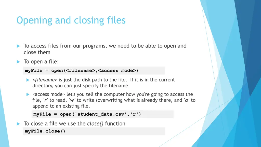 opening and closing files