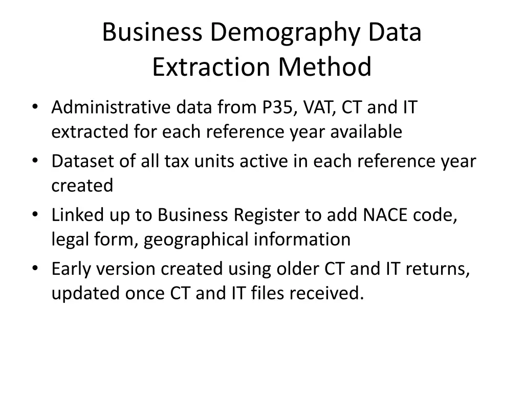 business demography data extraction method