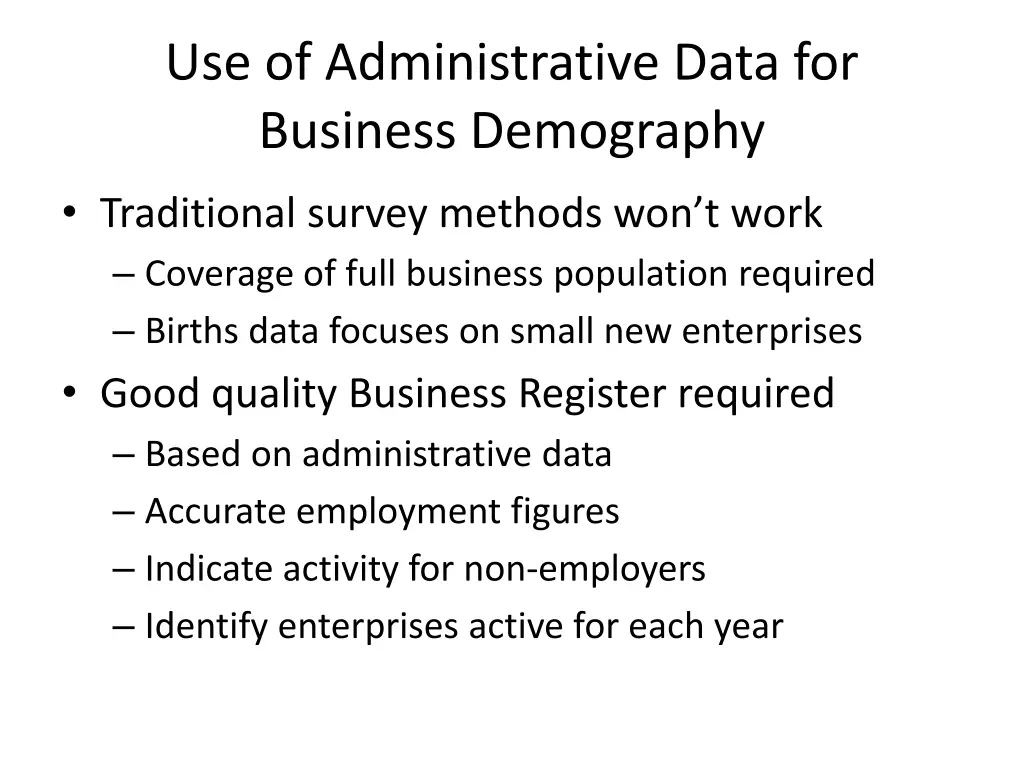 use of administrative data for business demography
