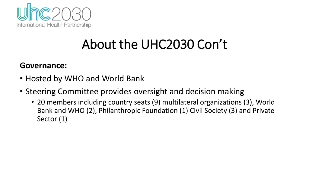 about the uhc2030 about the uhc2030 con t