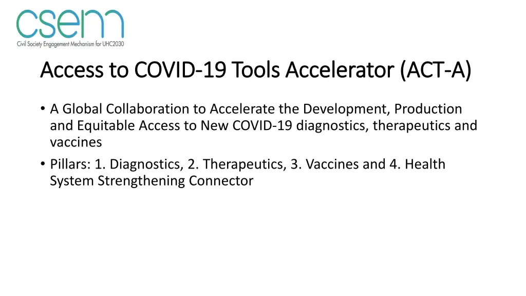 access to covid access to covid 19 tools