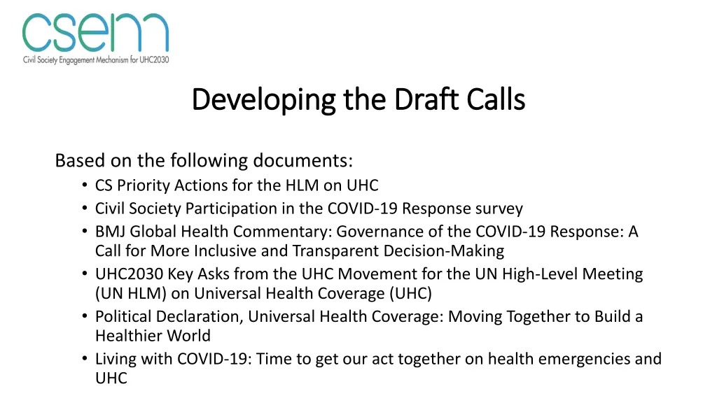 developing the draft calls developing the draft