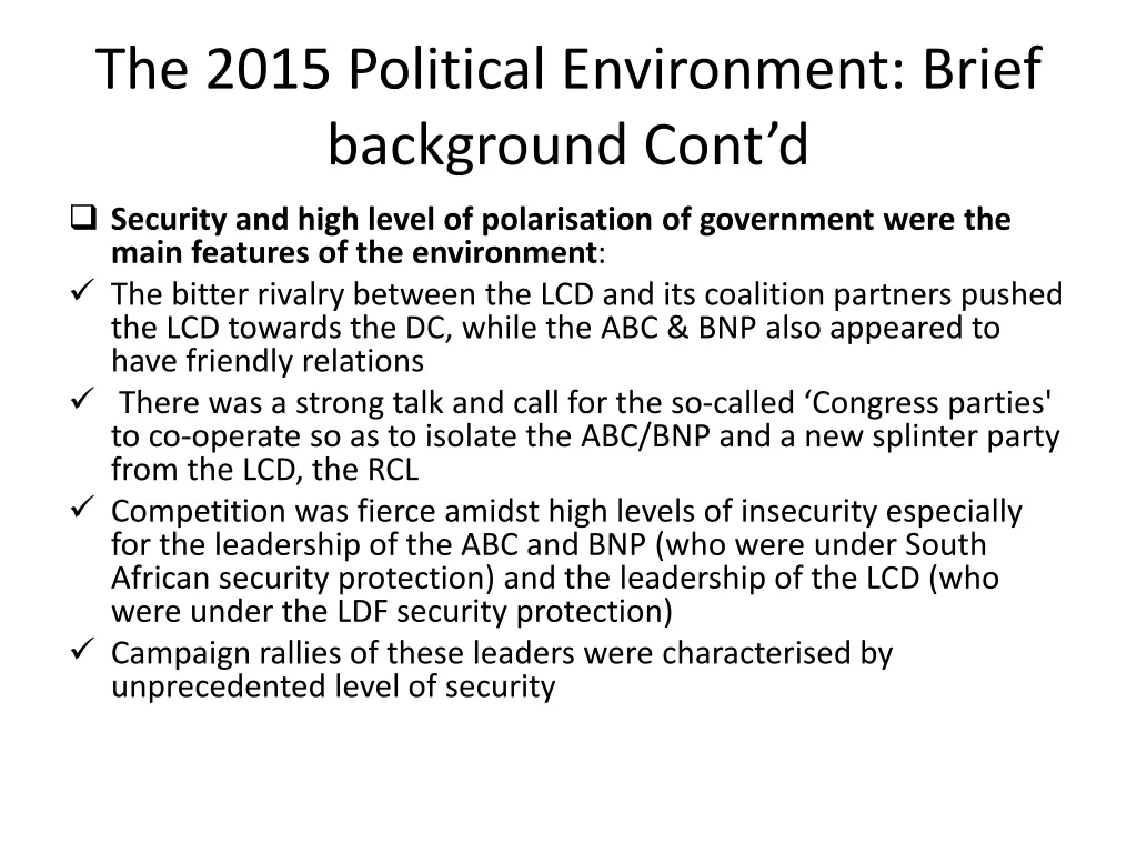the 2015 political environment brief background