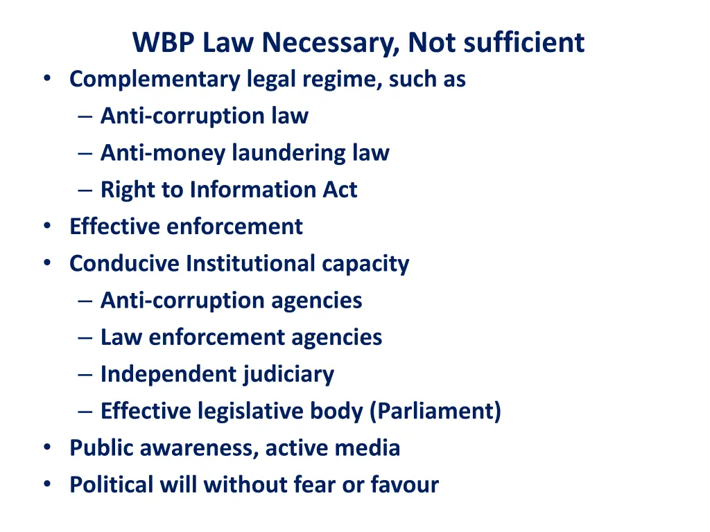 wbp law necessary not sufficient complementary