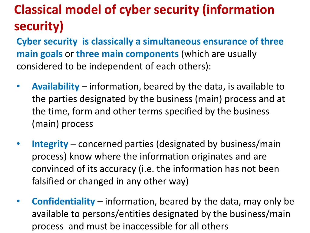 classical model of cyber security information