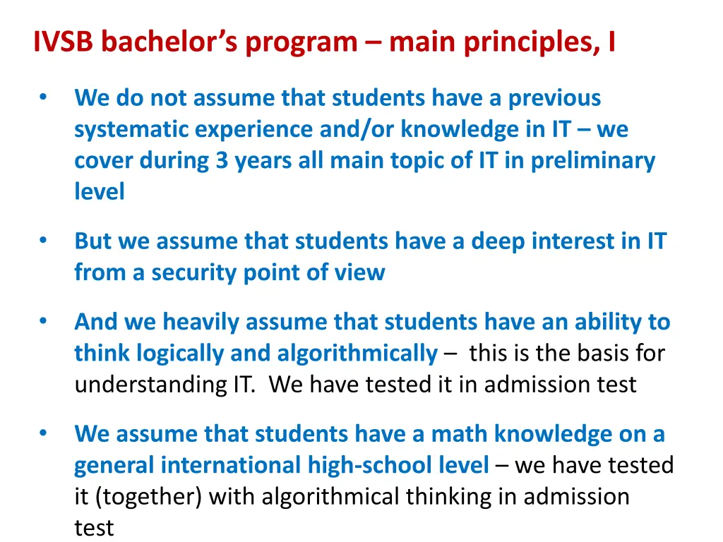 ivsb bachelor s program main principles i
