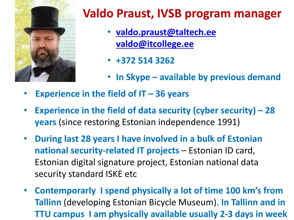 valdo praust ivsb program manager