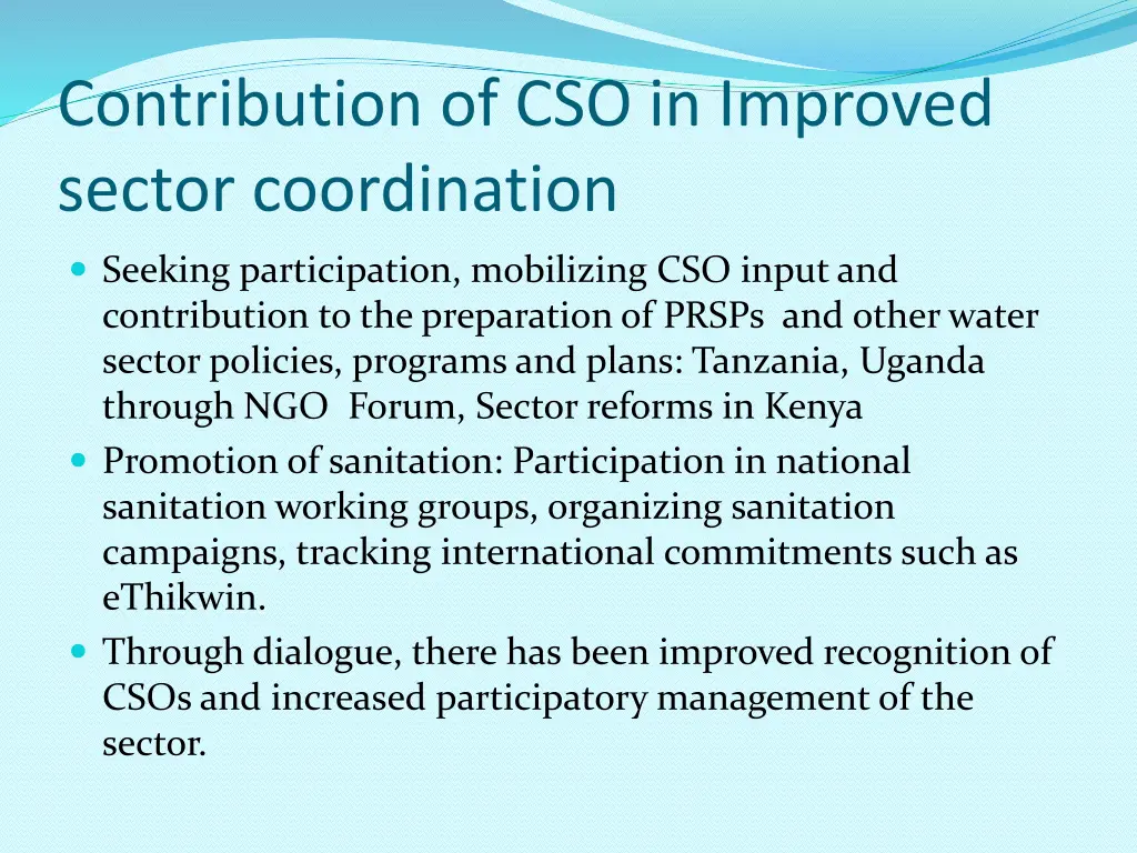 contribution of cso in improved sector 1