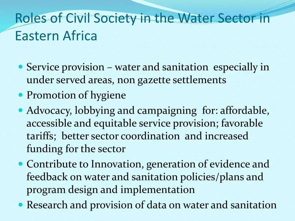 roles of civil society in the water sector