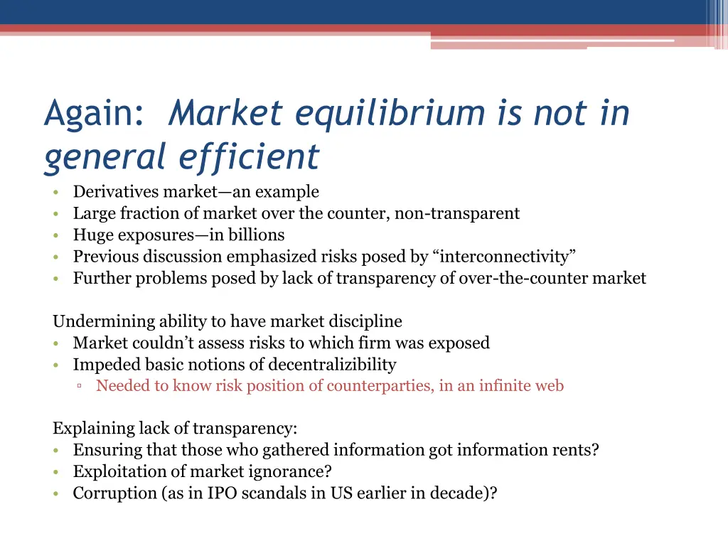 again market equilibrium is not in general