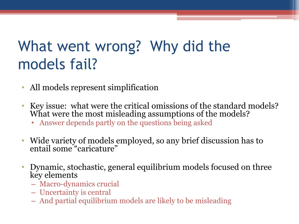 what went wrong why did the models fail